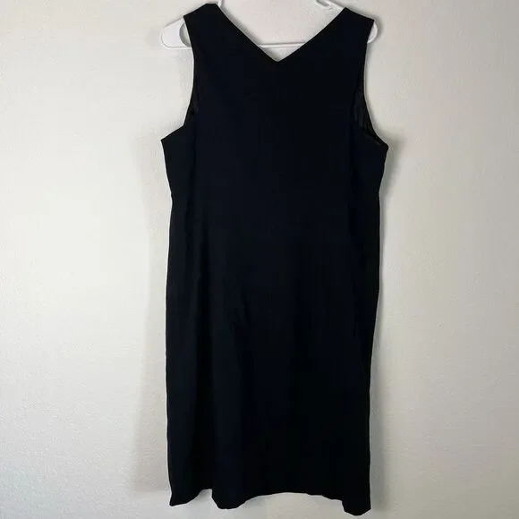 Eileen Fisher Black Silk Blend Shift Dress Large 220 Office Casual - Picture 3 of 6